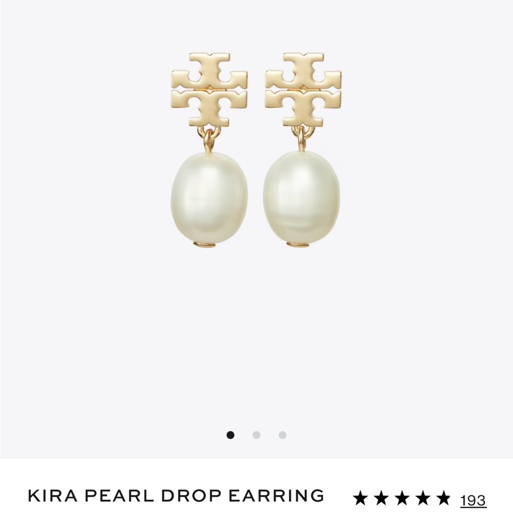 Tory Burch Kira Gold and Cream Pearl Earrings
